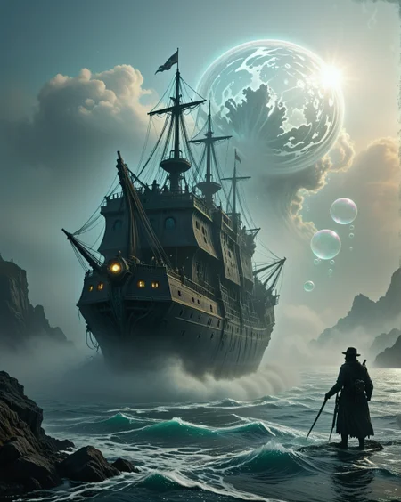 dark fantasy Seafoam lacework preserving quantum bubble memories,Sea fog: Advection mist transforming ships into ghostly silhouettes,
random pilgrims in landcscape,
 <lora:ral-dark-fantasy-il:0.35>,apocalyptic,
<lora:extremely_detailed:0.6> extremely detailed,
<lora:DetailMaximizer:0.5>,
 <lora:Dream Scenery XL:0.4> Dream Scenery,
<lora:add-detail-xl:0.3>,
detailxl