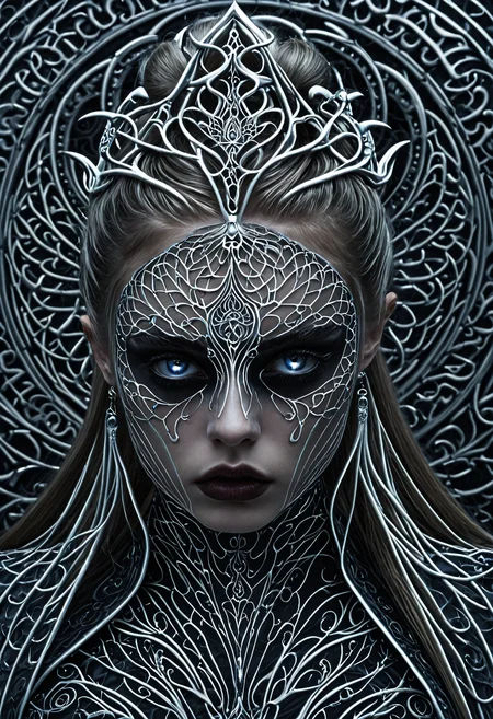 Gothic style <lora:Alex Grey OC-000005:1>,Alex Grey,1girl, . Dark, mysterious, haunting, dramatic, ornate, detailed