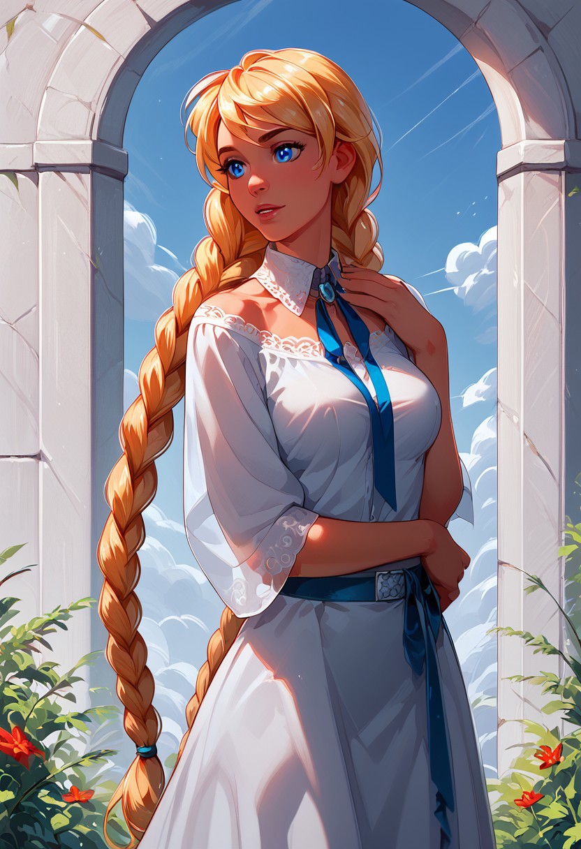 score_9, score_8_up, score_7_up, slavya, blonde hair, very long hair, long hair, twin braids, blue eyes, in full growth