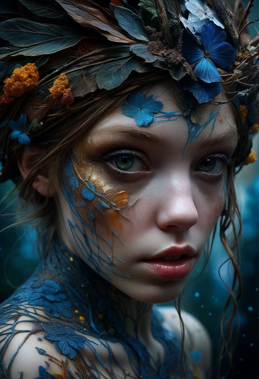Close-up face, messy make-up, mysterious girl in traditional clothing, goddess, alluring, by Minjae Lee, Carne Griffiths, Emily Kell, Steve McCurry, Geoffroy Thoorens, Aaron Horkey, Jordan Grimmer, Greg Rutkowski, amazing depth, double exposure, surreal, intricately detailed, bokeh,  perfect balanced, deep fine borders, artistic photorealism , smooth,  great masterwork by Suiras  <lora:add-detail-xl:2>  <lora:Double_Exposure:0.5>