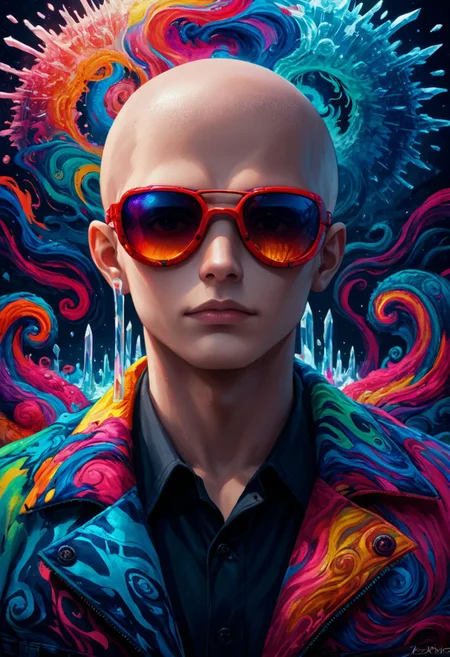 color_pop, color, bw, source_anime, colorful, score_9, score_8_up, score_8, (Mr_Freeze, DC, bald, 1boy, goggles, red_sunglasses, ice, source_comics, source_western), abstract, P5YCH3D3l1C, BREAK, (P5YCH3D3l1C), colorful, trippy, (abstract), colors, checkerboard, ominous, sneer, (blue_theme), cold, icicle,