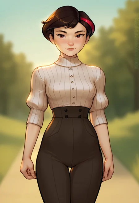score_9, Score_8, relatedguy, solo, 1girl, perfecteyes, CHJupiterLee, looking at viewer, standing, facing viewer, outside