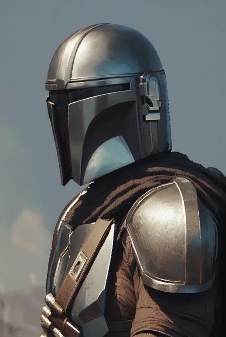 The Mandalorian, solo, gloves, 1boy, portrait,  helmet, science fiction,
 armour, gunmetal armour trim, intricate patterns, highly precise
[pixel art,  detailed,]
  <lora:d3p1x3lXLP:1>  <lora:The Mandalorian PONY:1>