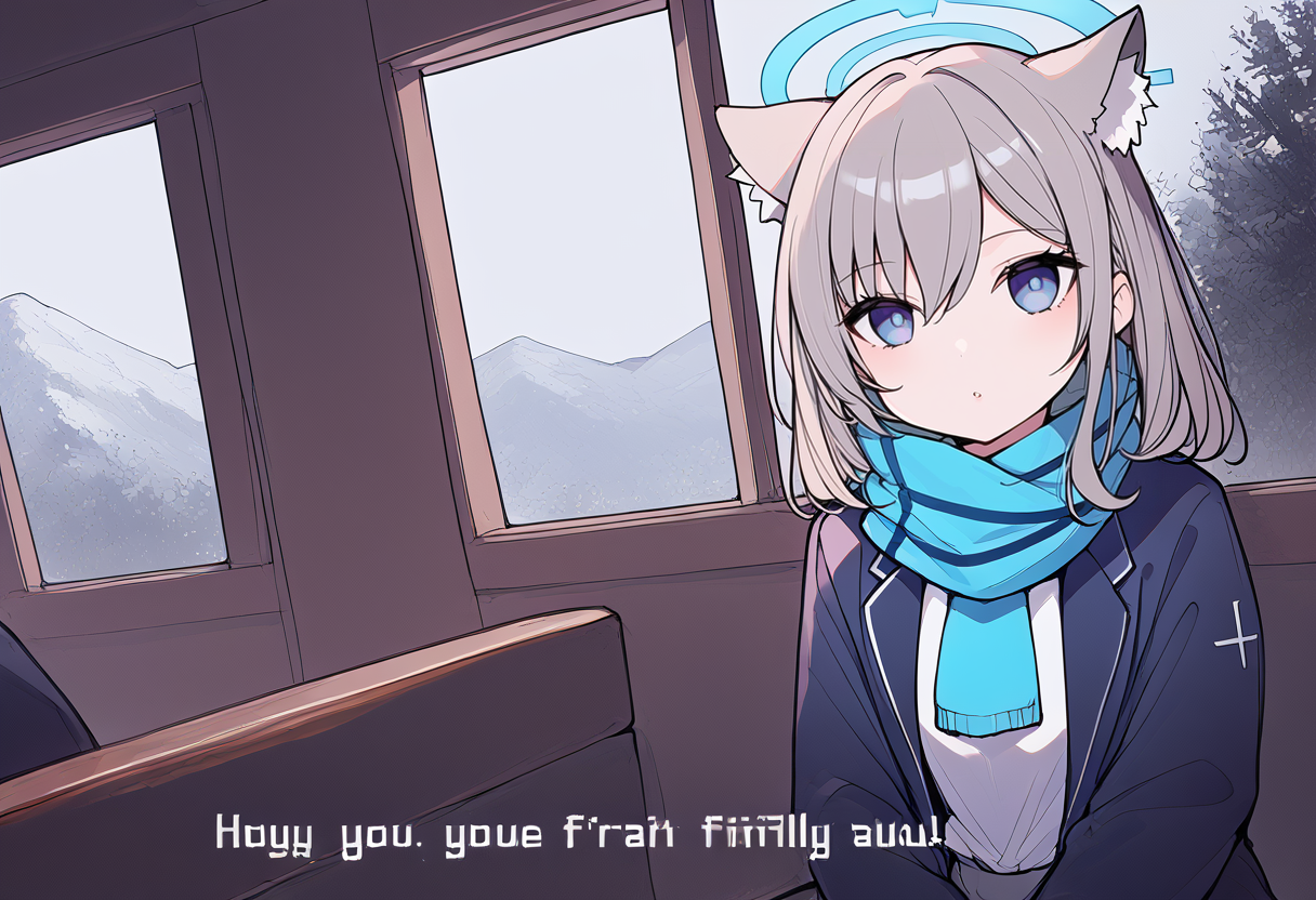 (score_9:0.9),score_8_up,score_7_up,anime style,rating_safe,grey_skin,snow,low light,
BREAK <lora:hey you, you're finally awake ponyXL v3.5:0.8>,shiroko (blue archive),animal ears,scarf,halo,blue eyes,mismatched pupils,animal ear fluff,blue scarf,grey hair,jacket,window,1girl,bangs,school uniform,solo,hair between eyes,looking at viewer,extra ears,hair ornament,striped,blue jacket,parody,shirt,expressionless,jitome,closed mouth,wolf ears,
BREAK