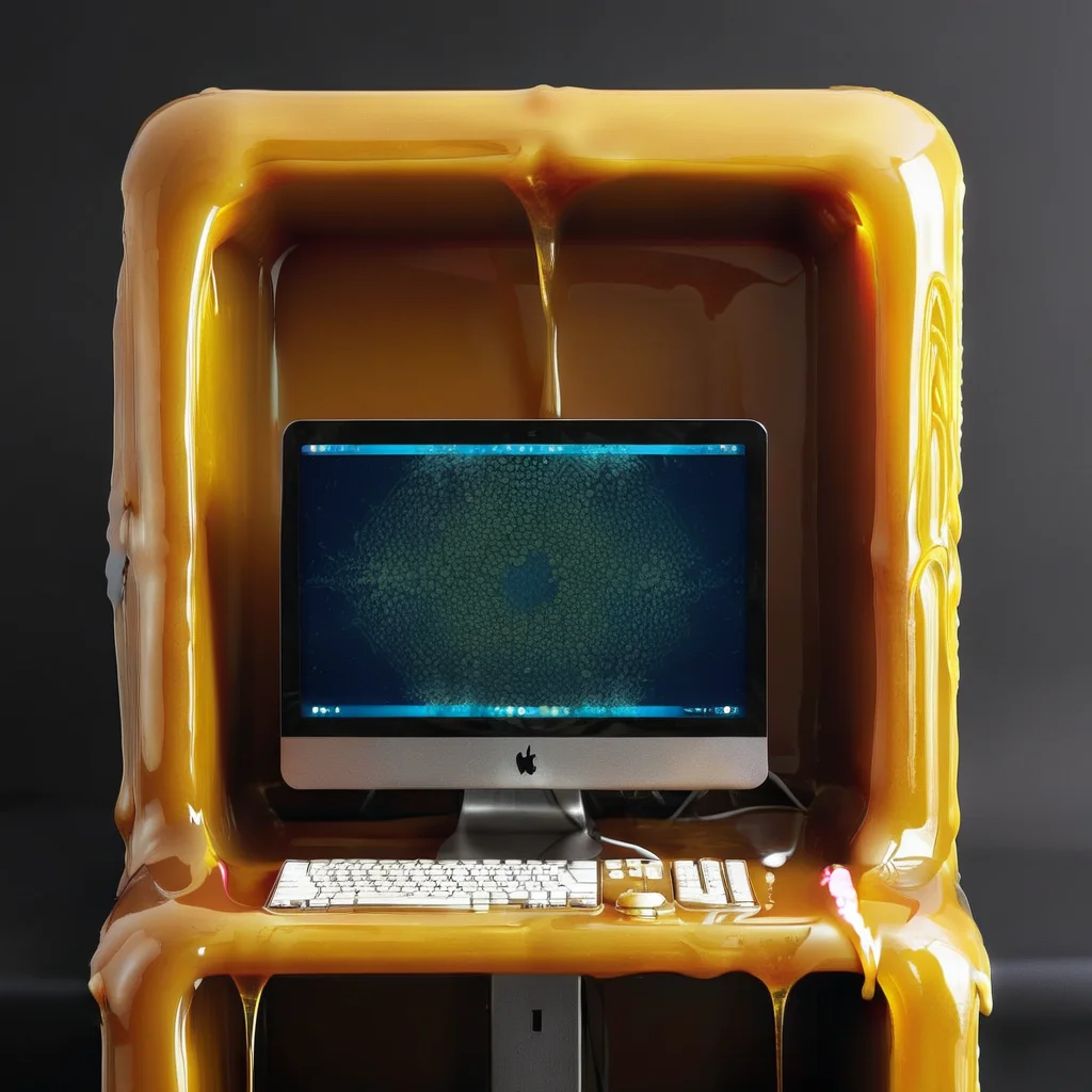 computer covered in honey<lora:HoneyXL11:0.9>