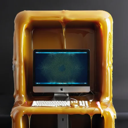 computer covered in honey<lora:HoneyXL11:0.9>