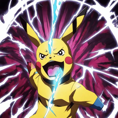 Pikachu blasting electricity Jojosostyle <lora:SDXL-JojosoStyle-Lora-v2-r16:0.8>, Very detailed, clean, high quality, sharp image