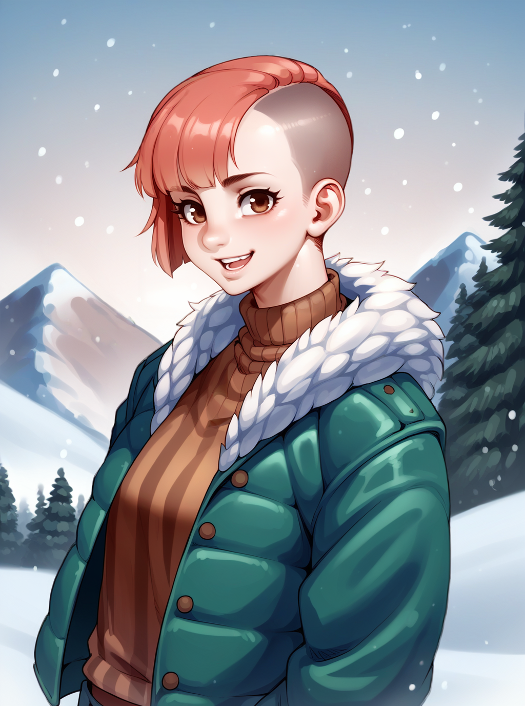 score_9, score_8_up, score_7_up, source_anime, solo, 1girl, , , sidecut, , snowy mountain, , polka dot, , kairunoburogu,  <lora:kairunoborugu_PDXL-000001:1>