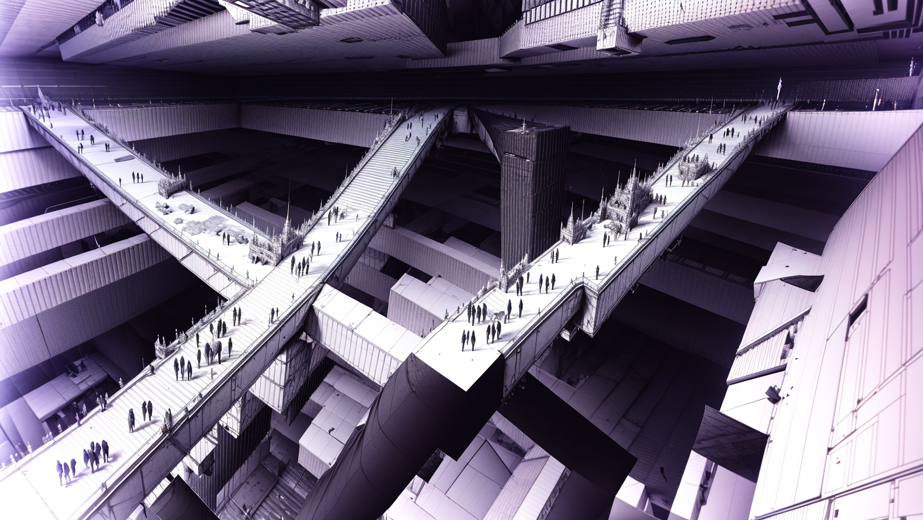 masterpiece, bird's-eye view, detailed human body, (isometric:1.3),3X zoom, Detailed world, noise, chaos, contamination, rim light, Mega Structure, infinite floor, Organic shape, <lora:add_detail:1>, <lora:Blame!:1>