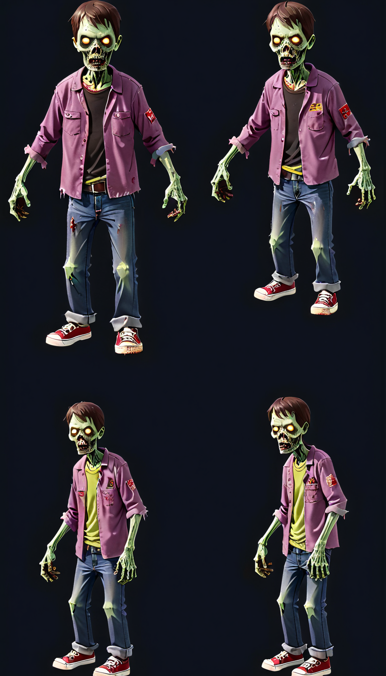 <lora:Everly_Heights_Character_Maker_Pony_XL:1> 4view, a zombie