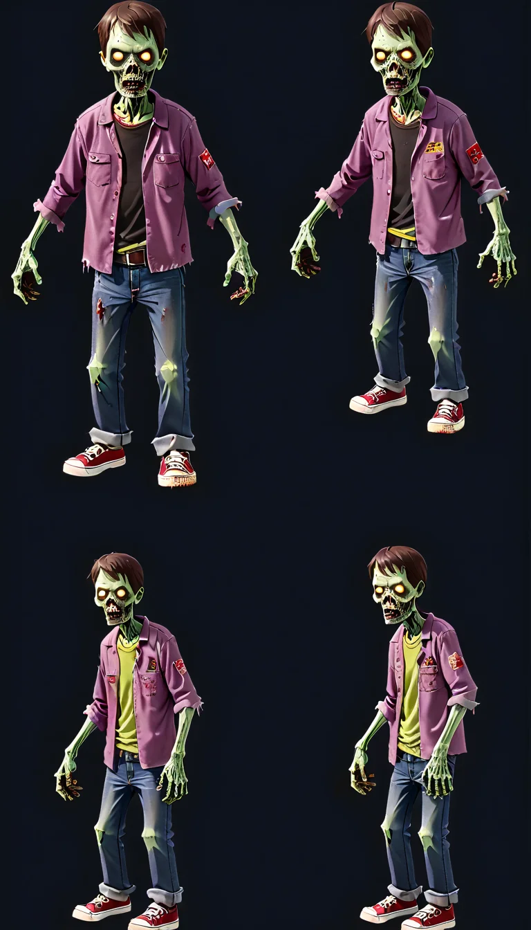 <lora:Everly_Heights_Character_Maker_Pony_XL:1> 4view, a zombie