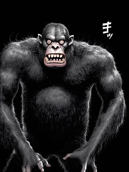horror, the creature, Gorilla-like, black background, frightening monster, manga
 score_8_up   <lora:Kentaro Miura's Berserk 4-000001:.81> <lora:Gesundheit:.61> <lora:Retroscifi-Pony1-000011:.61>