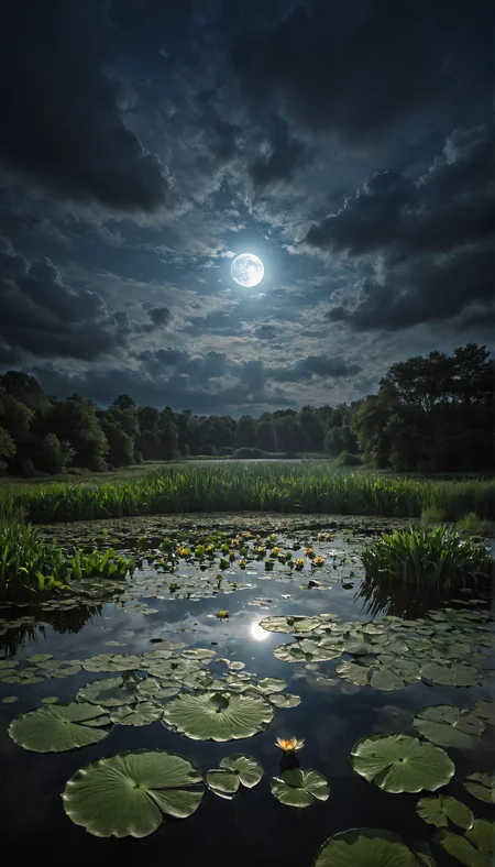 breathtaking <lora:WowifierXL-V2:0.4> mooncryptowow  overwhelming beauty of nature ,spectacular view ,  ( digital photography ,photo digital art  :0.5).  dark pond with lily pads   [nature imagination]  in summer  in the morning <lora:zavy-cntrst-sdxl:0.8> low-key  , <lora:Realistic_SkyClouds_v2:0.4>   stratus clouds  ,   weather,  natural lighting  , specular highlights, <lora:- SDXL - letitflrsh_let_it_flourish_V1.0:0.7> letitflrsh  , detailed,  featured on flickr ,deviantart contest winner ,atmospheric dreamscape photo  , 
( style of Jonas De Ro ,style of Guy Tal  :1.3)    <lora:WildcardX-XL-Detail-Enhancer:1.2> . award-winning, professional, highly detailed