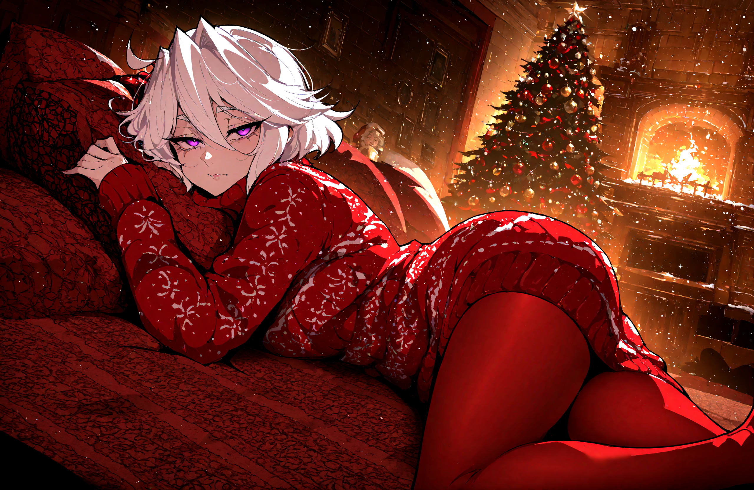 mclaus, white hair, 1women, old women, red christmas sweater, solo, red pantyhose,
,detailed background,
,fishine:0.7 ,warugaki_(sk-ii):0.9 ,vanripper_(style):0.6,
,masterpiece, best quality, newest, absurdres, highres, <lora:Mrs._Claus:0.6>,
<lora:add-detail-xl:0.5>, <lora:cfg_scale_boost:0.4>, <lora:illustrious_noobai_epsilon_pred_11_very_aesthetic_v1:0.8>, <lora:ponyv5_noobE11_1_adamW:0.5>