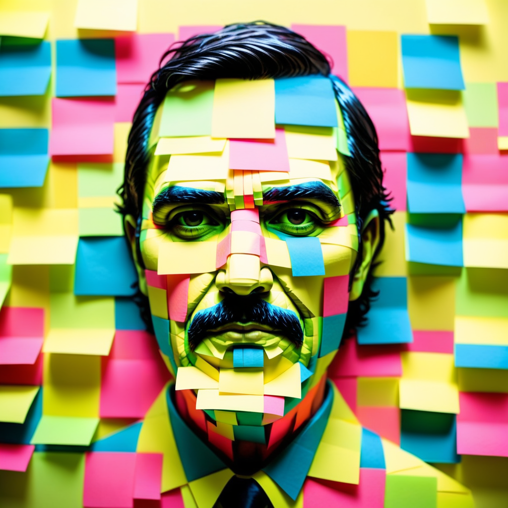 a man made out of Jed-StickyN  <lora:StickyNotesStyle-000007:0.7>