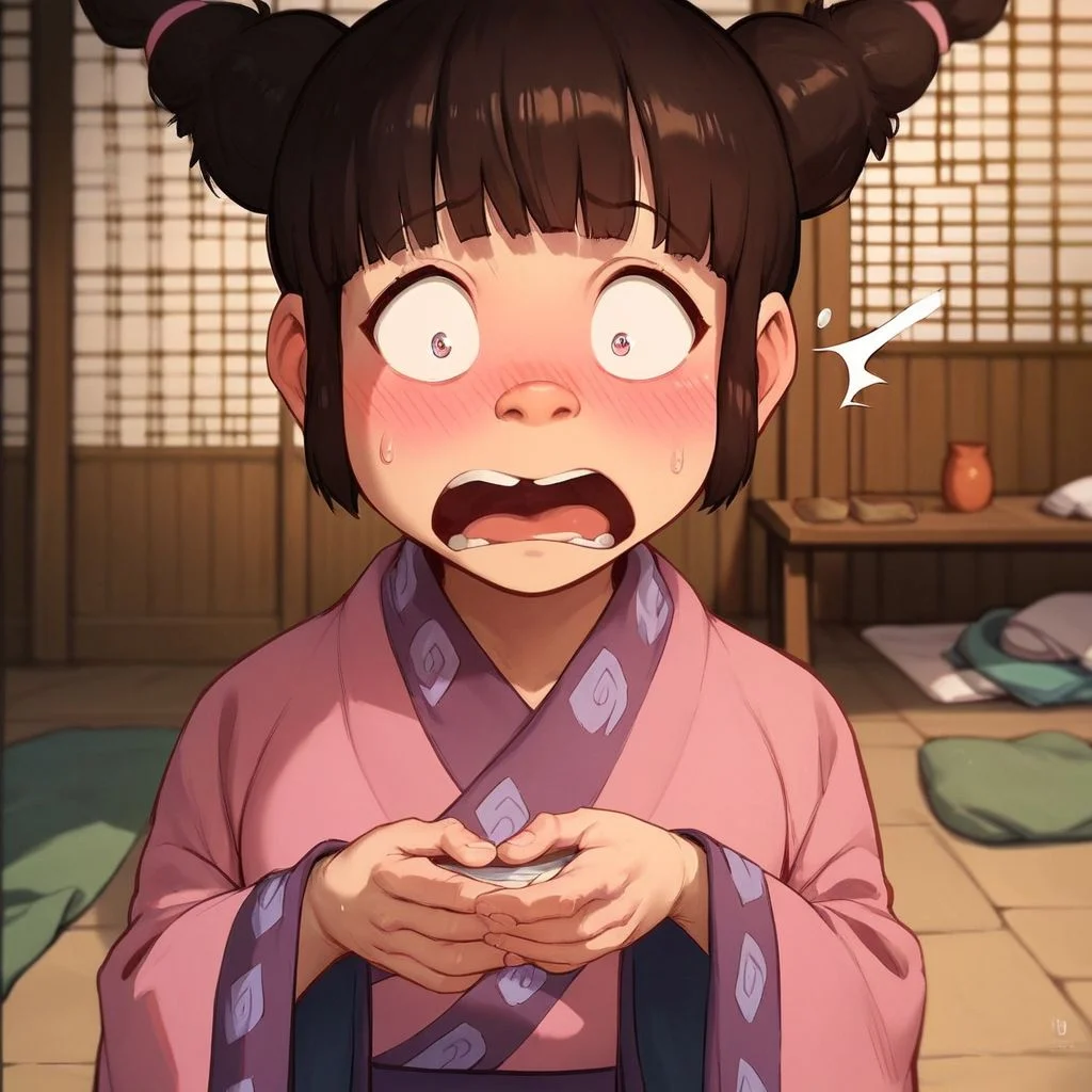 score_9, score_8_up, score_7_up, score_6_up, score_5_up, score_4_up, Meng, in a Japanese house, surprised look, blushing