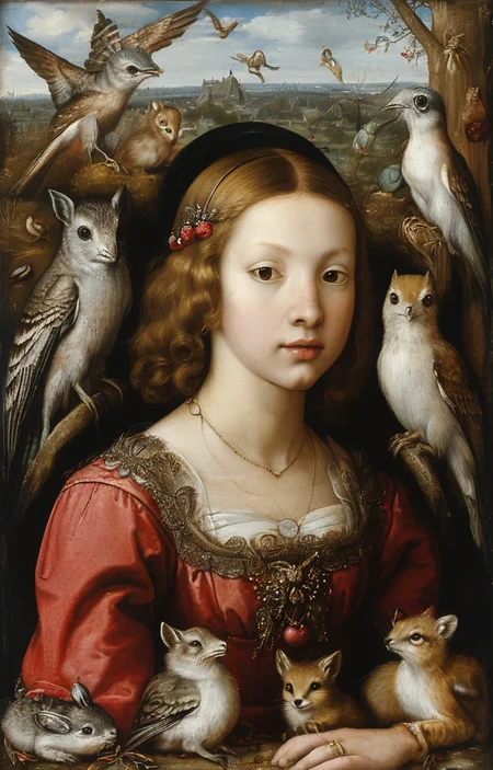 masterpiece,best quality,<lora:tbh185-sdxl:0.8>,illustration,style of ambrosius benson, animals