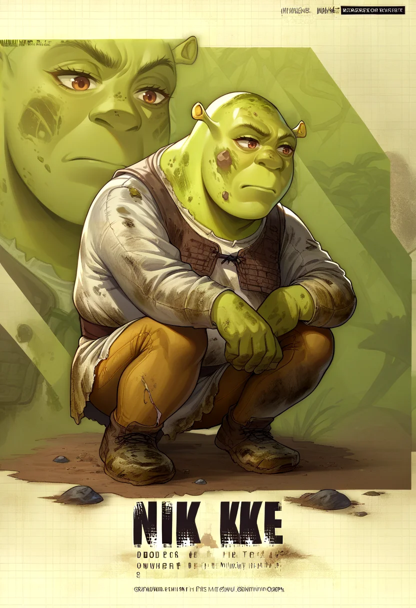 score_9, score_8_up, source_anime, shrek, green skin, <lora:Shrek_XLPD:1>, <lora:NIKKEProfile_PDXL:1>, IncrsNikkeProfile, full body, zoom layer, one knee, holding dirt, dirty, dirt, wetland, swamp,