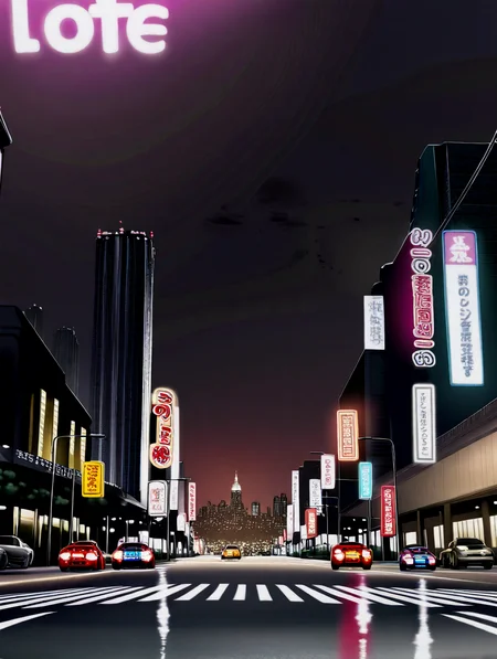 cityscape, cyberpunk, street, cars, neon palette, dark, dark theme, darkness, neon lights, no humans,
satou kuuki, momoko \(momopoco\), yusha m, dishwasher1910, kcar66t, torino aqua, shunichi, ebifurya,
masterpiece,best quality,amazing quality,very aesthetic,absurdres,newest, anime screenshot, crisp, sharp,
<lora:NOOB_EPSv1_1_detailer_by_vlnvk_v0_5:1.5>