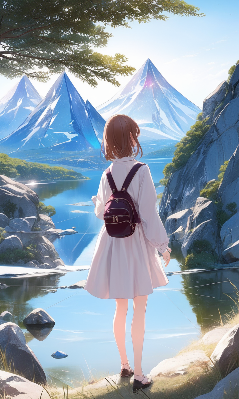 <lora:DreamARTSDXL:1>, 1girl, landscape, masterpiece, crystal, anime,