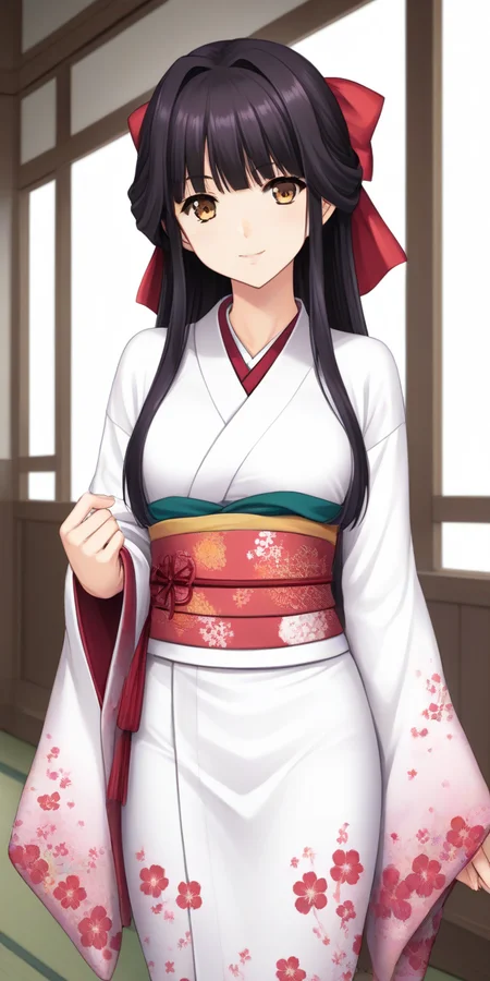 score_9, score_8_up, score_7_up, 1girl, solo, source_anime,
<lora:te04XLP_teito_kai-000005:0.9>, teito_kai, hair bow, red bow, long hair,
looking at viewer,
BREAK
japanase room, standing, kimono, japanase clothes,