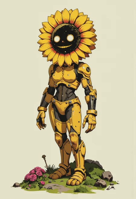 ArcaneFGTNRhigh A surreal and captivating artwork of an adorable happy mutated sunflower