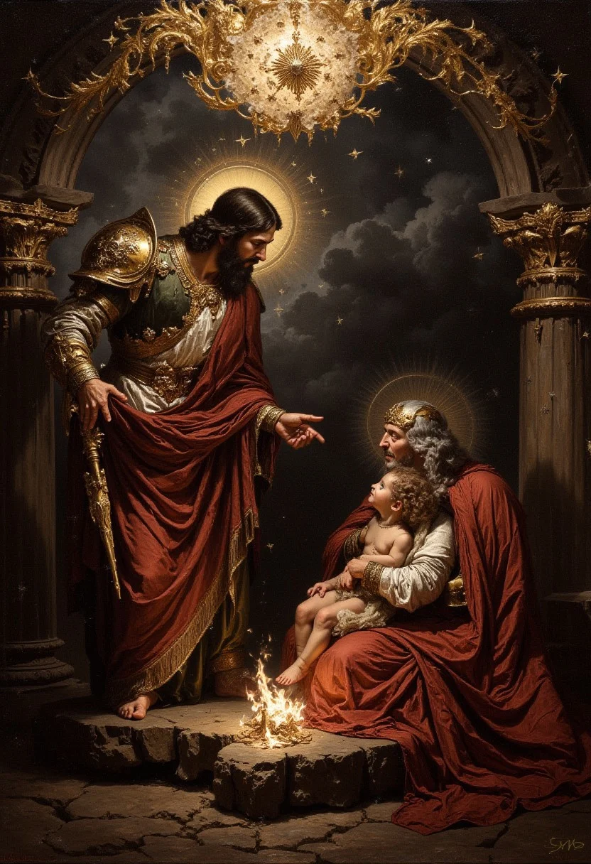 detailed renaissance painting, holy scene, out of the box thinking, packaging , developing, museum painting, expectation is high