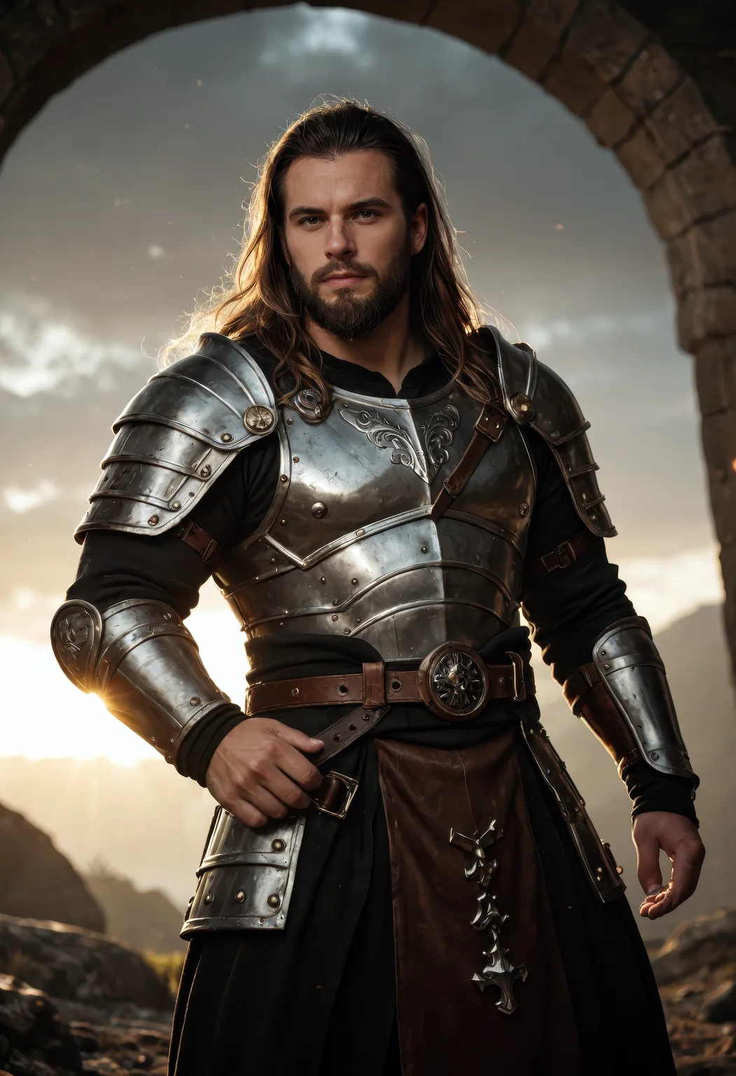 score_9, score_8_up, score_7_up, (masterpiece, best quality, ultra-detailed), fantasy dwarf, strong dwarf warrior, male, long beard, thick armor, heavy armor, cinematic lighting, dramatic lighting, motion blur, film grain, dark palette, unusual colors, faded colors, excellent composition, finest details, maximum detail, highly detailed character design, dark fantasy, epic atmosphere, powerful pose, fantasy setting