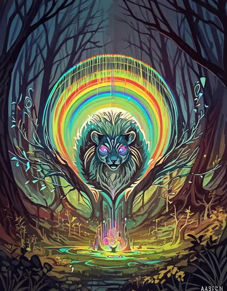 score_9, score_8_up, score_7_up BREAK abstract, magical forest, night, magical rainbow squirrel, forest, indoctrination, psychological_domination, hypnotic_pattern, subliminal_messages, glowing_eyes, spellcasting, mind_control, surreal_background