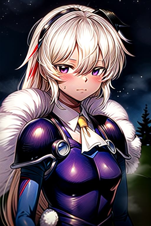 best quality 1girl Setsun4 solo long hair,  (night time) forest background black hair very long hair purple eyes multicolored hair armor, small, (fur trim) (medium body),<lora:EMS-179-EMS:0.800000>,<lora:EMS-293862-EMS:0.800000> bow, hair_bow, hair_tubes, red_bow, brown_hair, long_hair, bangs, ascot, frilled_bow, yellow_ascot, blush, smile, hair_between_eyes, athletic, armor, miko, strengthmda,  Smiling, happy, dragoon helmet