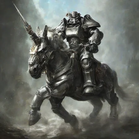 masterpice,high quality,
<lora:PE_PowerArmor:0.8> PEPowerArmor,
riding a unicorn,on a unicorn