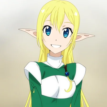 Tuka Luna Marceau, Elf girl, Blue eyes, slim body, smiling face