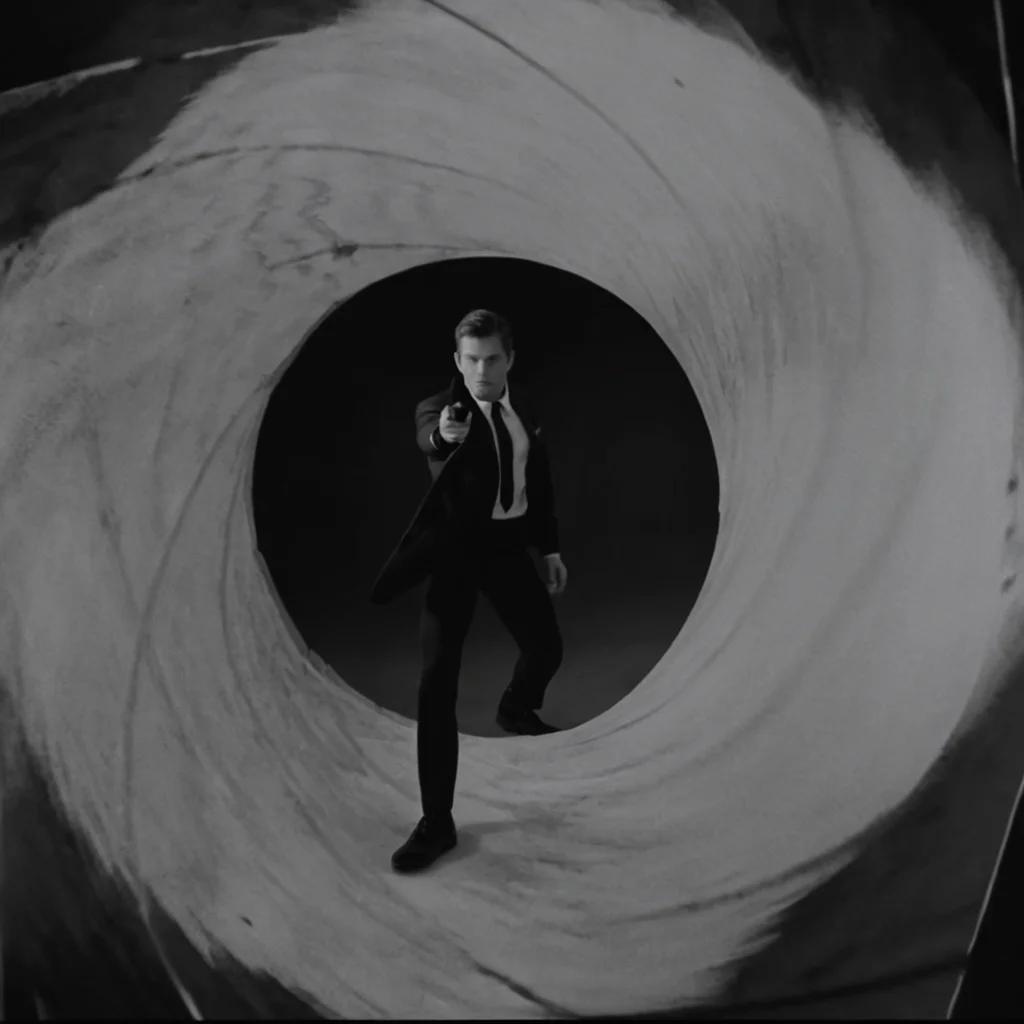 UHD, 4k, ultra detailed, cinematic, a photograph of <lora:Gun barrel sequence v2:1>
a man in a suit standing in a large black and white object aiming a gun at camera is see through a tunnel hole,solo,short hair,shirt,long sleeves,1boy,hat,standing,jacket,monochrome,greyscale,male focus,open clothes,shoes,pants,open jacket,letterboxed , Gun barrel hole, gun barrel's interior, pinhole camera, Gun barrel sequence style, epic, beautiful lighting, inpsiring