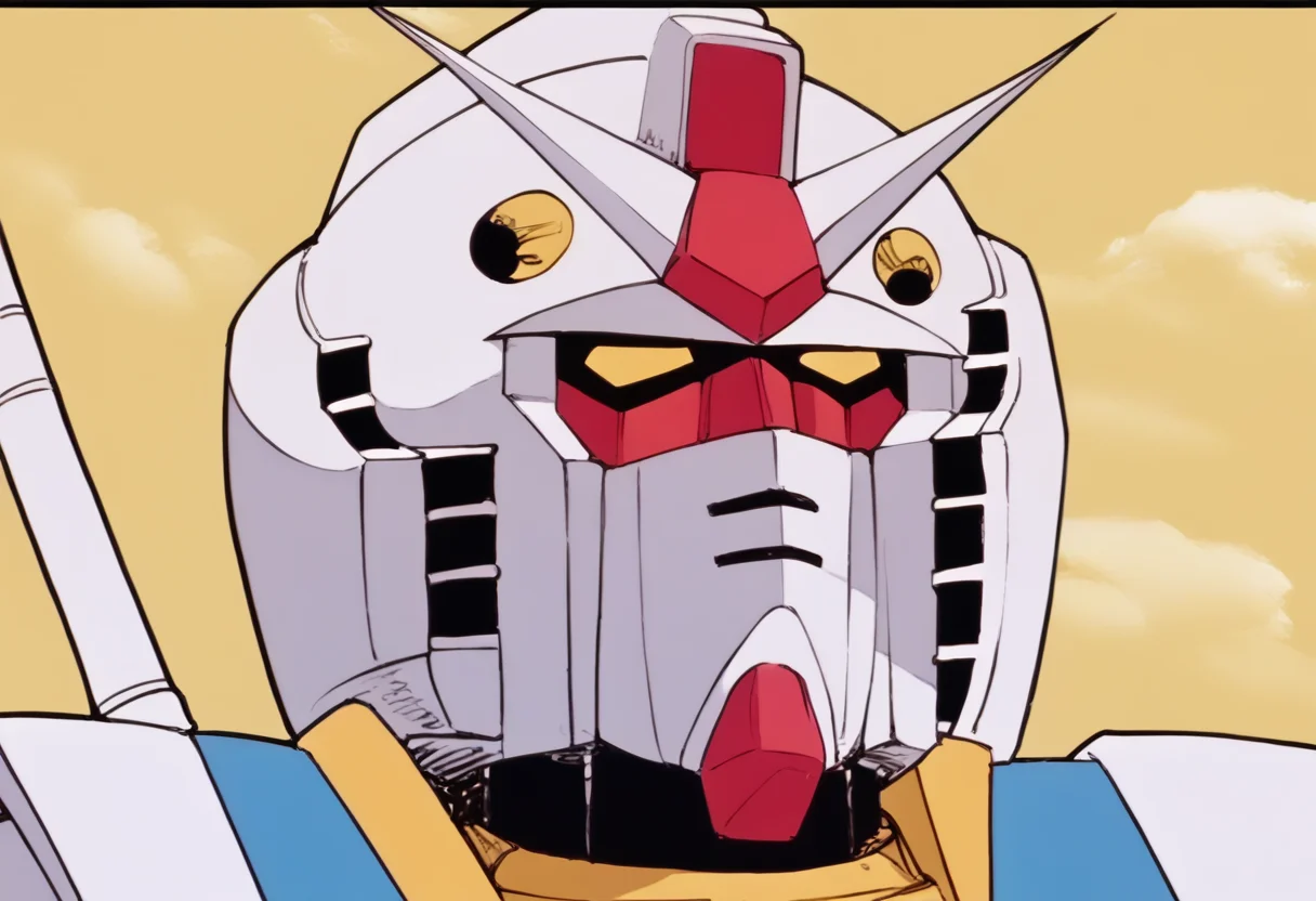 (score_9:0.9),score_8_up,score_7_up,anime style,rating_safe,(zPDXL),<lora:Gundam RX-78-2 ponyXL v1.5:0.9>,Gundam RX-78-2,solo,pillarboxed,parody,border,cloud,upper body,