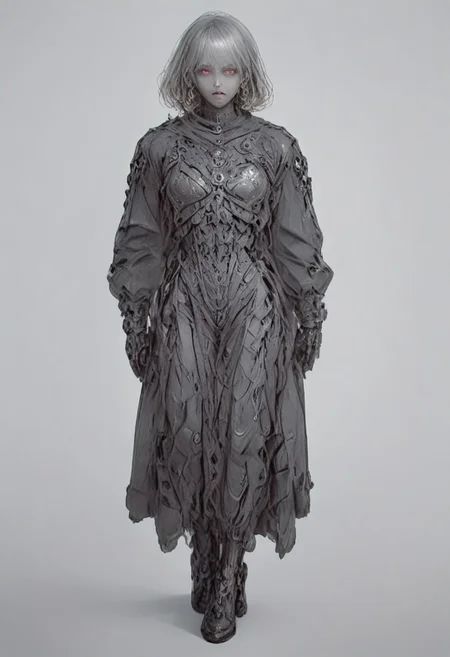 Full body portrait, angry expression, looking at camera, standing, feet visible.
man, tall smart person, royal soldier, royal military, regal being,
ornate uniform, (white and gold porcelain royal celestial clothes), holding scifi weapon, mechwear, commando uniform, crystal details in armor, crystal ornate earrings, crystal jewelry, ornate fractal face mask, ornate gold dainty details fractal armor,
((((crystallization of the face)))), teeth made of quartz, ((((eyes made of ulexite)))), hair made of Fanlike acicular-fibrous crystal groups, thin crystal hair, flowing white fractal hair, large perfect eyes, crystal iris, eyes made of crystal, ((white porcelain skin)), (white_skin), glowing clear eyes, celestial eyes, interweaving techno-anatomical and fractal elements, Ellen Jewett's intricate sculptural craftsmanship, no eyebrow hair,
dynamic lighting highlighting multifaceted textures, cinematic post-processing for an exquisite visual narrative, breathtaking surreal masterpiece,
sci-fi royal palace setting, single source lighting, low light setting, dark room, intense lighting,