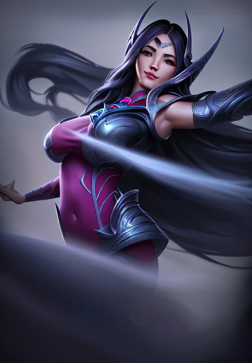 a woman, sfw, <lora:irelia:0.8>, irelia, smile,, (masterpiece, best quality, absurdres, detailed, ultra-detailed:1.3), seductive, (highly detailed, high quality:1.3)
