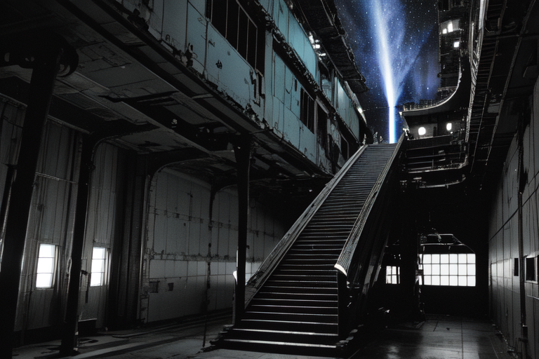 highly insanely detailed, masterpiece, top quality, best quality, highres, 4k, 8k, RAW photo, (very aesthetic, beautiful and aesthetic),  
tsutomu nihei,nihei_tsutomu,blame!,blame gakuen!,abara,TNstyle,sidonia_no_kishi,(mausoleum,space,spacecraft,hangar,giant room,stairs,deep horizon,lab),star \(sky\),starry sky,cables,tubes,industrial pipes,lantern,buildings,machinery, 
<lora:blameLora_v10:0.8>, 
(1girl:1.3), 
solo focus, 
Machu_Picchu,real_world_location,âââ