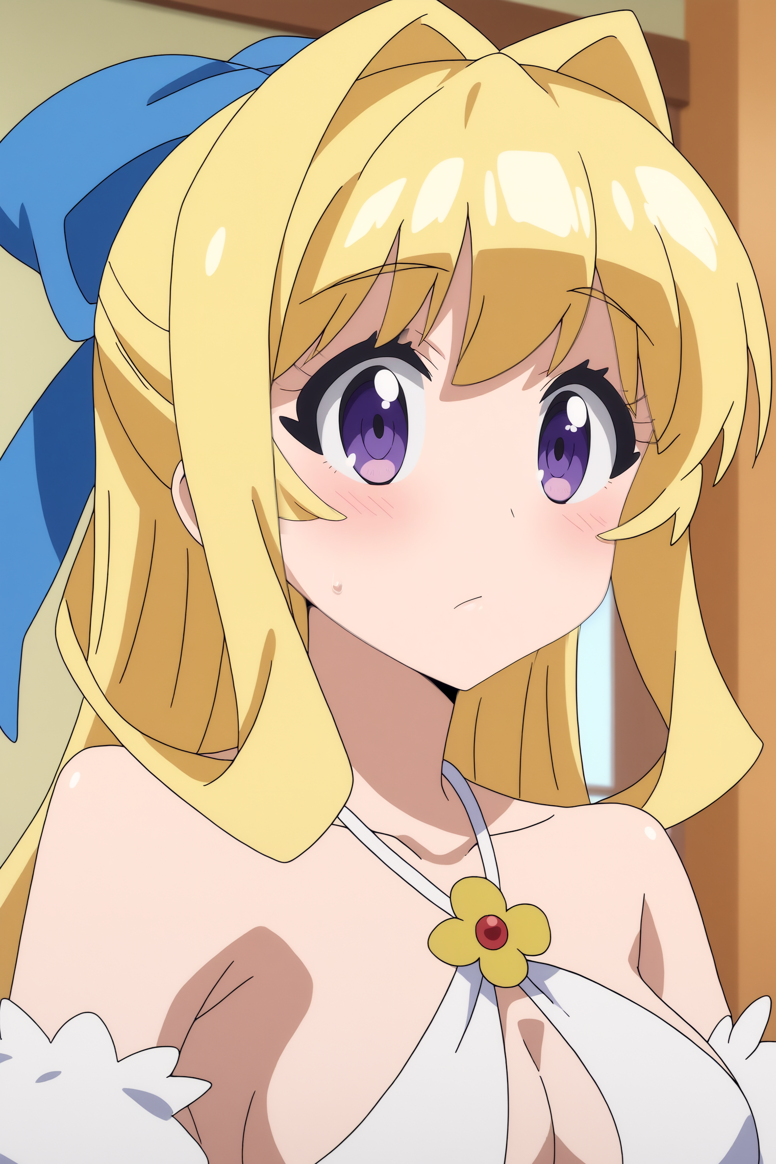 Ristarte, anime coloring, upper body, solo, smile <lora:Shinchou_Yuusha-Ristarte-PDXL:0.8>
