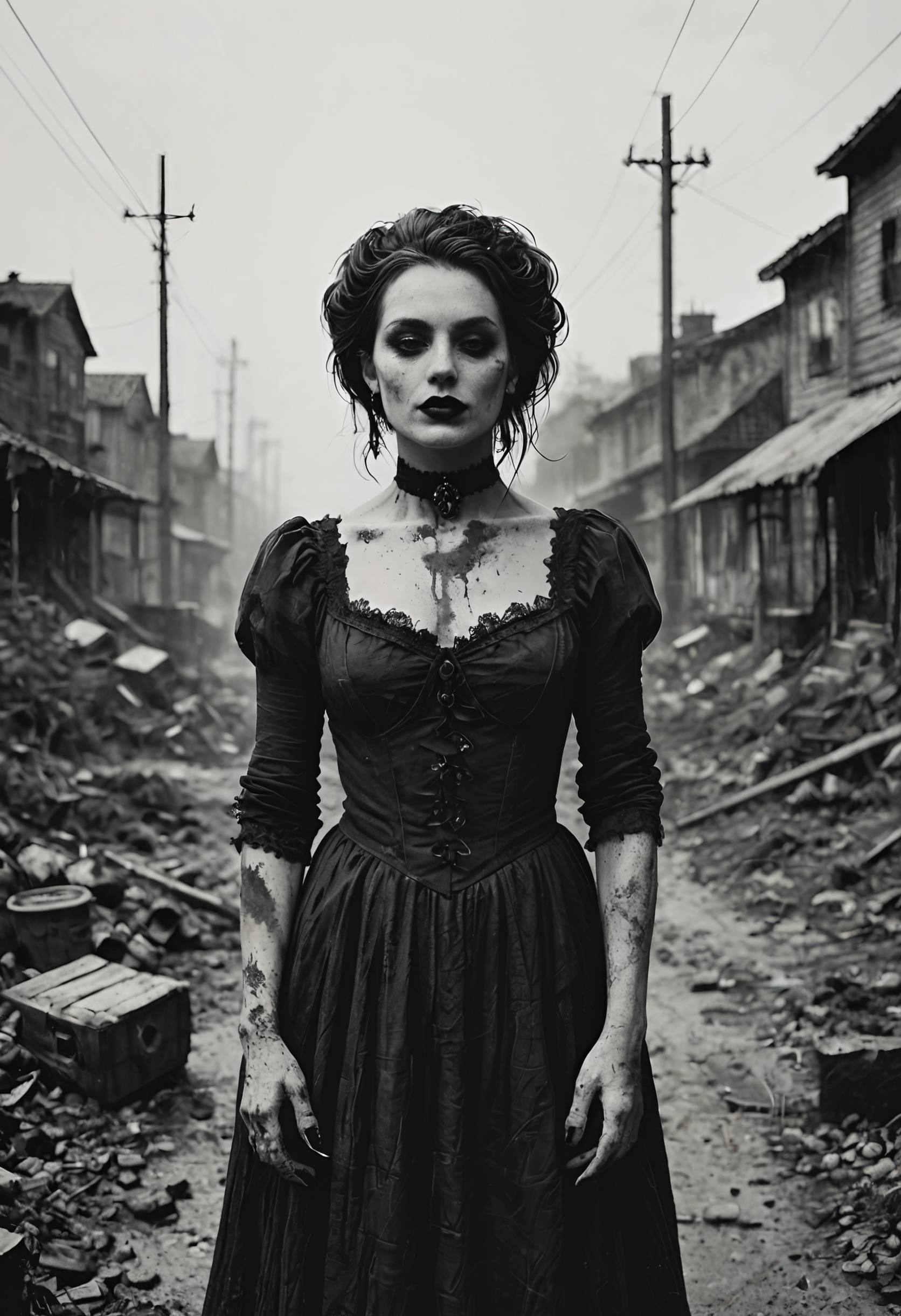 score_9, score_8_up, score_7_up, source_photo, gothic, monochromatic, monochrome, muted_color, digital photography, flat colors, vintage dirt, artifacts, heavy film grain, 1girl, mature_female, dark atmosphere, eerie, Over-the-hip view, rating_safe, <lora:pony\test\Gothic_Grain_Pony:1.0000000000000002>