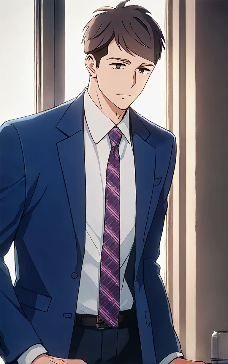 (score_9, score_8_up, score_7_up),(source_anime, best_quality, best_aesthetic, perfect_anatomy),1boy,male_focus,solo,kentaro momose,handsome detailed face,edtailed eyes,black eyes,solid eyes,blue blazer,collared shirt,slim body,skinny,necktie,stylish expression,portrait,office,<lora:Kentaro Momose_PDXL:0.9>,<lora:Anime Style 2 SDXL_LoRA_Pony Diffusion V6 XL:1>,<lora:aesthetic_anime_v1s:1>,