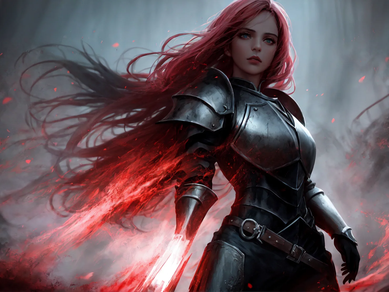 (A cursed knight, clad in black armor,) must journey through a desolate, haunted land to reach the Elden Ring and lift the (curse that plagues their soul.)Along the way, they encounter other travelers, (each struggling with their own demons and secrets), As they draw closer to the Elden Ring, they are confronted with visions of their past mistakes, (all tinged with a red hue,)
looking at viewer, highres, superb, 8k wallpaper, extremely detailed, intricate, unreal engine 5, volumetric lighting, realistic, realistic lighting, cinematic, 4k, cinematic lighting, 8k, depth of field, 3d, perfect, award-winning, hyper-detailed, photorealistic, ultra realistic, realistic light, hard lighting, intricate details, stop motion, hyperfocus, tonemapping, sharp focus, hyper detailed, detailed eyes, eyes focus, (illustration:1.1), highres, (extremely detailed CG unity 8k wallpaper:1.1), (beautiful face:1.15), (cowboy_shot:1.5)
(nixeu_soft:0.7), (nixeu_white:0.7),