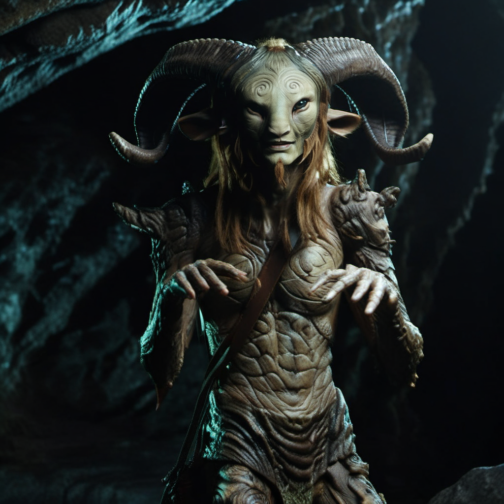 Faun1024, an humanoid creature, in a cave, darkness, highly detailed, photography, ultra sharp, film, bokeh, professional, 4k    <lora:Faun1024:0.8> <lora:add-detail-xl:1.5>