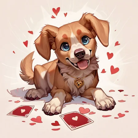 (score_9, score_8_up, score_7_up, source_western,realistic), fantasy,
The cutest golden retriever puppy sitting by a giant valentine's day Card with lots of hearts,dog, rating_safe