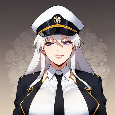 1girl, solo, abstract background, portrait, masterpiece, amazing quality, best quality, very aesthetic, absurdres, zPDXL3, by marushin, BREAK, Enterprise, (mature female:1.2), tall female, large breasts, curvy, beautiful face, highly detailed faces and eyes, smile,