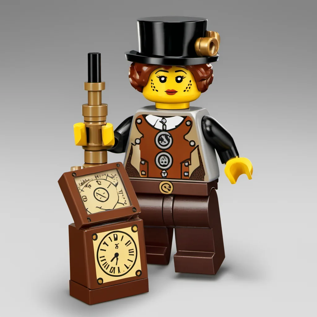 lego minifig of a woman wearing a steampunk outfit <lora:legominifig-v1.0-000003:0.8>