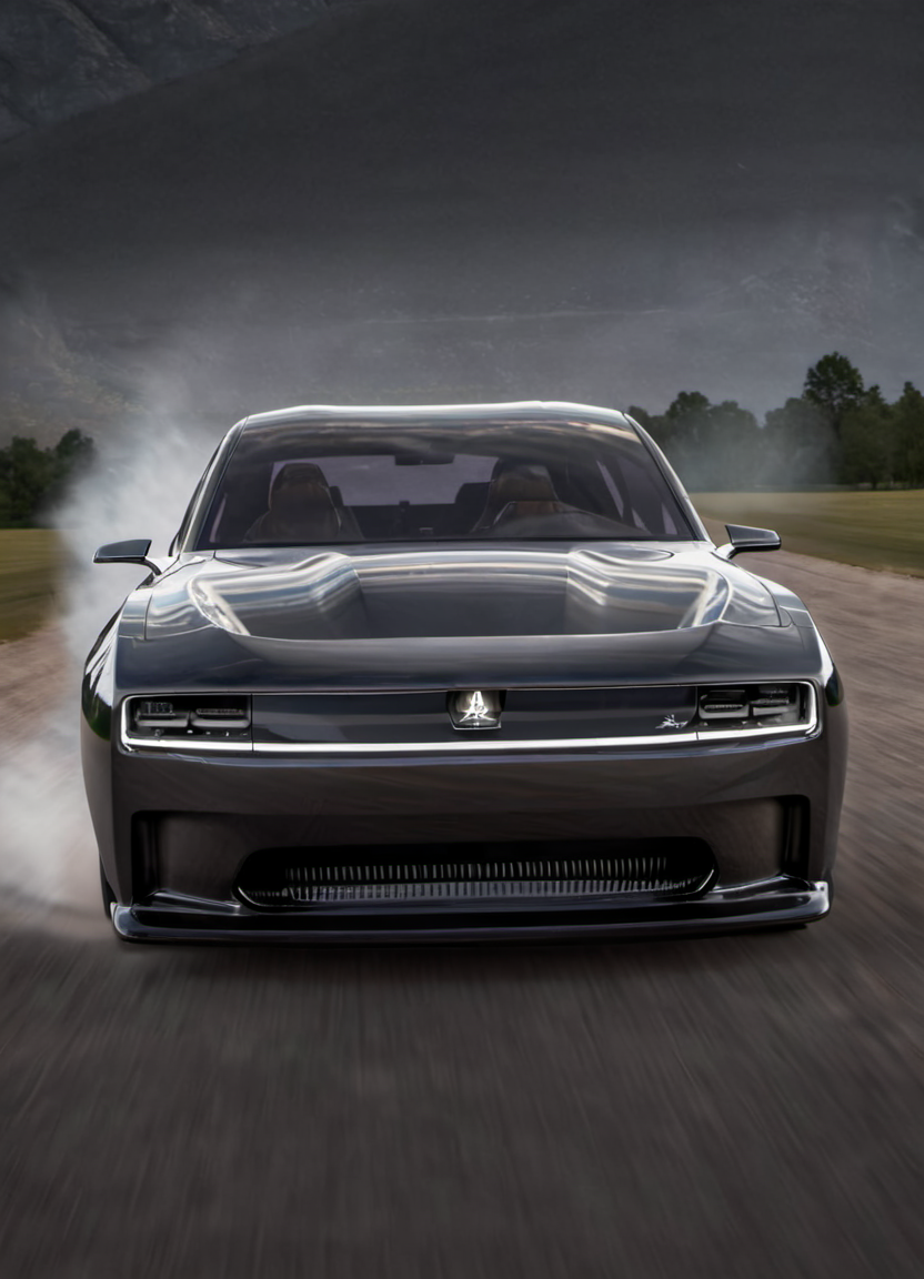 <lora:ChargerConceptSDXL_v1:1> black chargerconcept,  from front, highlights, tire smoke, dramatic,
realistic, cinematic, highly detailed,