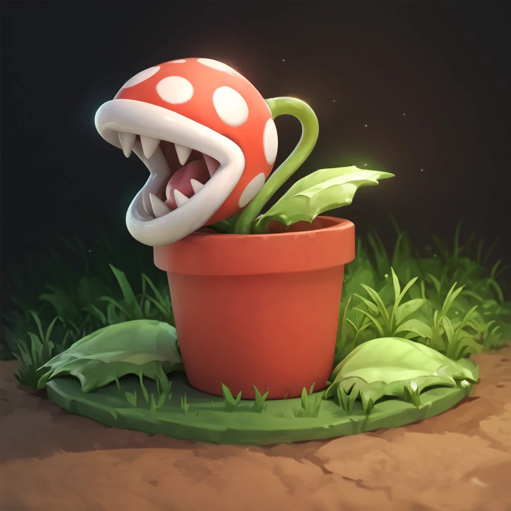 score_9, score_8_up, score_7_up, score_6_up, score_5_up, score_4_up, source_anime,  piranha_plant, potted plant, grass, sunny