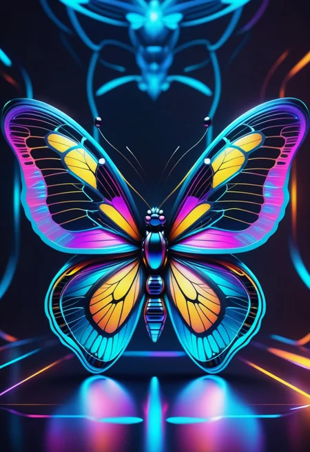 a Butterfly made out of Jed-CyFut , full of details , positive emotional