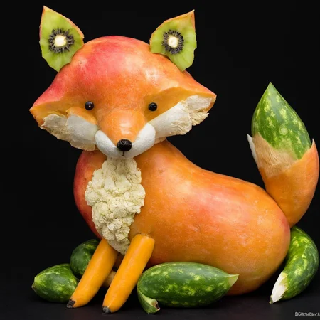 <lora:SDXL_Fruits_Sa_May:1> made from fruit, a fox