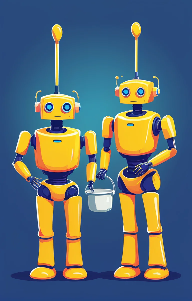 masterpiece,best quality,<lora:tbh20-sdxl:0.9>,illustration, portrait of Housework robots
